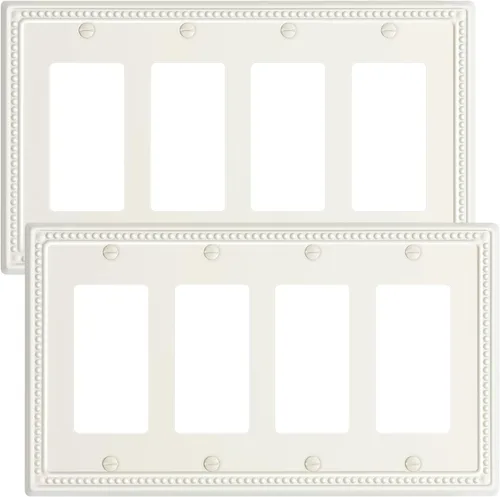 Vista 88 de Paquete de 2 cubiertas de placa de interruptor de luz de doble palanca, cubiertas decorativas de placa de doble interruptor Pearls, placa de pared