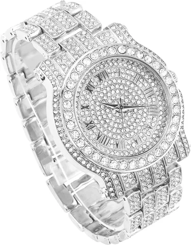 Vista 2 de Techno Pave Reloj de pulsera de metal con diamantes helados de 1.772 in
