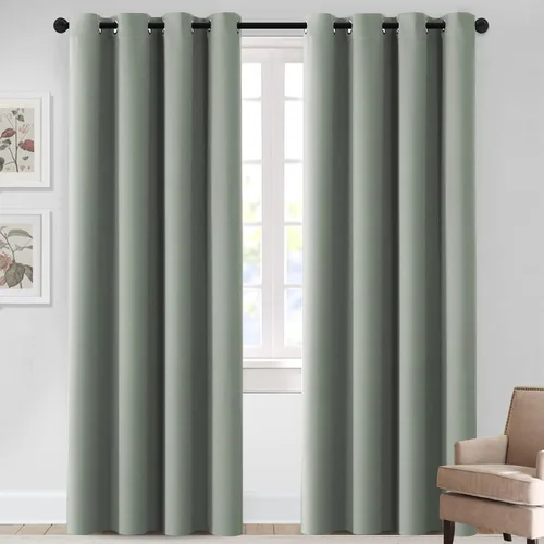 Vista 17 de MeilleMaison Cortinas opacas para dormitorio, con aislamiento térmico, oscurecimiento de habitación, cortinas insonorizadas para ventana, cortinas
