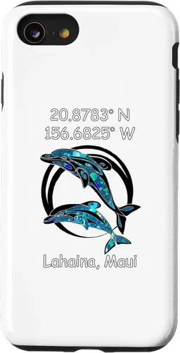Vista 13 de Funda para iPhone 14 Longitud y Latitud de Lahaina Maui Tribal Dolphins