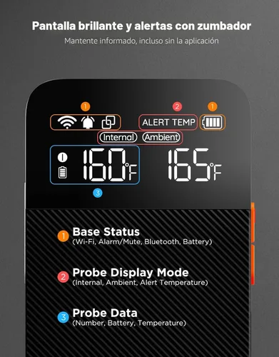 Vista 2 de GoveeLife - Termómetro digital inalámbrico Bluetooth inteligente para carne, con alertas de aplicaciones WiFi Unlimited Range, IP68 Waterproof