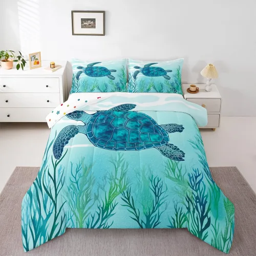 Vista 31 de Erosebridal Edredón náutico costero, juego de ropa de cama y colecciones de playa de verano, estilo clásico, edredón de plumón oceánico