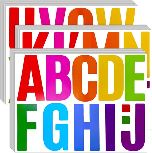 Vista 17 de Bemeol 340 piezas de 30 hojas de calcomanías de letras grandes de 4 pulgadas, autoadhesivas, letras del alfabeto, calcomanías para tablones de Negro