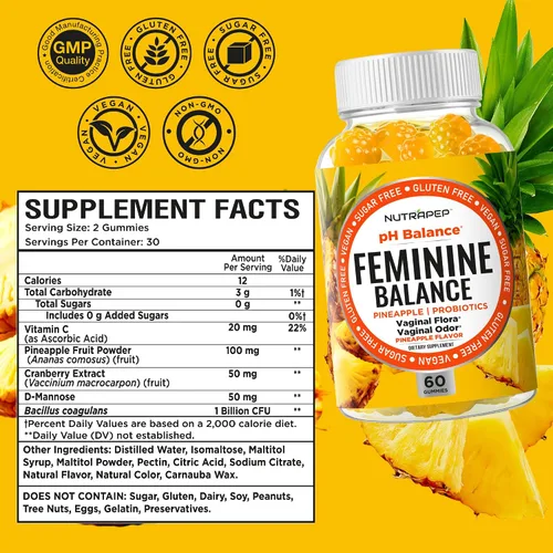 Vista 7 de NutraPep - Gomitas probióticas de equilibrio femenino para mujer
