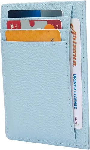 Vista 2 de Slim RFID Blocking Credit Card Holder Minimalist Leather Front Pocket Small Wallet for Women Men