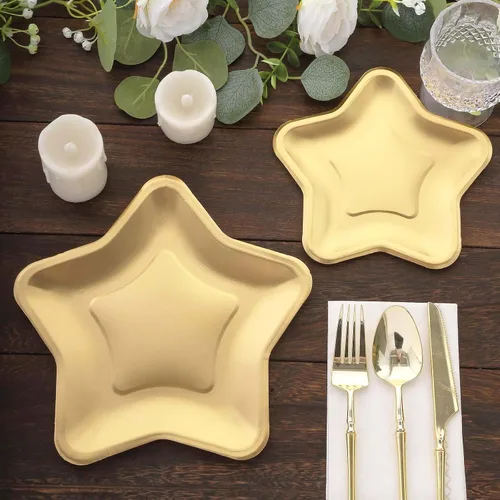 Vista 11 de Efavormart - Paquete de 25 platos de papel decagonal iridiscentes de 7.5 pulgadas, platos de postre geométricos resistentes de 300 GSM para Tipo 3