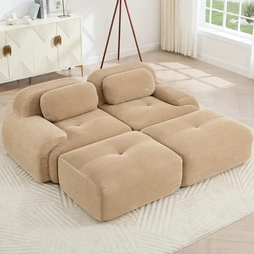 Vista 25 de Juego de sofás seccionales sin hueso de 117 pulgadas para sala de estar, modular en forma de L y sofá de 3 plazas con asiento profundo, almohadas