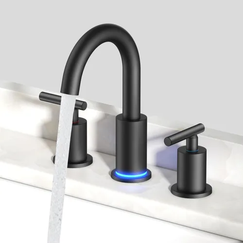 Vista 21 de FORIOUS Grifo de lavabo de baño de oro cepillado de 4" con 2 agujeros