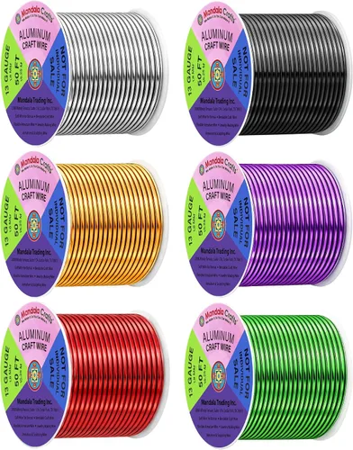 Vista 168 de Mandala Crafts - Alambre de aluminio anodizado de calibre 22 para hacer joyas - 137.2 m de alambre flexible surtido y coloreado - Doble para bonsái