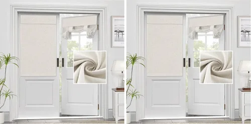 Vista 11 de H.VERSAILTEX - Cortinas para puerta francesa de lino con textura, persianas de privacidad impermeables para ventana de cocina, oscurecimiento