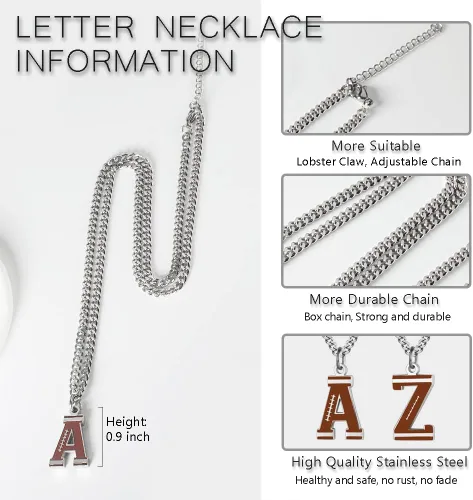 Vista 3 de AIAINAGI Collar de letras de fútbol Colgante de fútbol para hombre, cadena de plata de acero inoxidable, regalo personalizado de 22 pulgadas