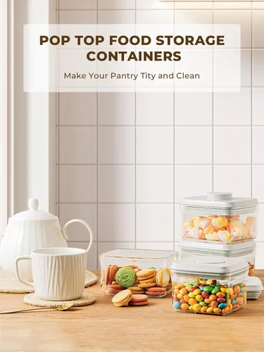 Vista 2 de Mini Envase de Snacks - 0.3 Qt Contenedores de Almacenamiento de Alimentos Pop, Contenedores de Alimentos Pequeños Libres de BPA con Tapas, Envases