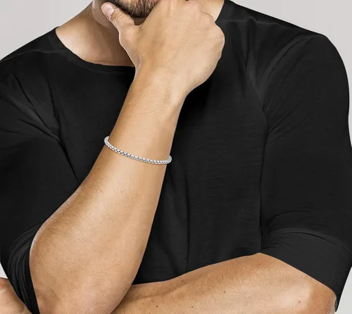Vista 3 de Miabella Pulsera de plata de ley 925 maciza italiana de 0.138in cuadrada Rolo Link redonda para mujeres y hombres, 7, 7.5, 8, 8.5, 9 pulgadas