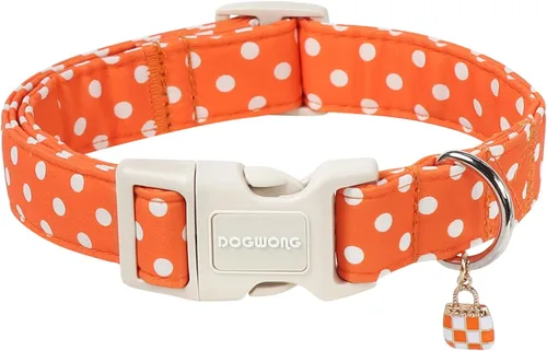 Vista 38 de DOGWONG Collar de Algodón para Perro, Collar para Perro de Cuadros Azules Resistente, Collar Suave y Duradero para Perro Macho, Lindo Collar de A