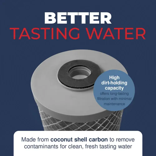 Vista 4 de Fabricado en Estados Unidos, 5 micrones, 2.5 x 10 pulgadas, cartucho de filtro de agua para sedimentos de carbono CTO para toda la casa compatible