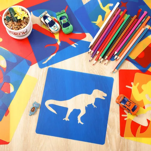Vista 4 de 24 plantillas para niños de 3 a 5 años, coloridos animales grandes para dibujar en la pared, decoración del hogar, 8 x 8 pulgadas (estilo clásico)