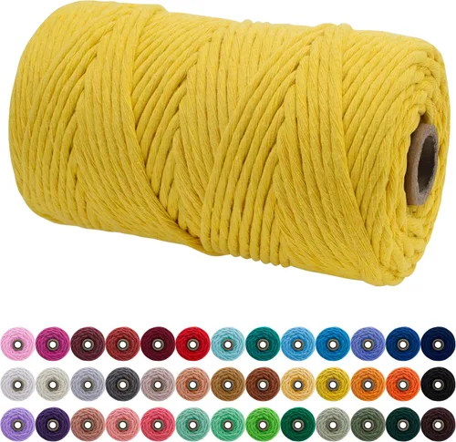 Vista 119 de JeogYong Cordón de macramé de un solo hilo 3 mm x 109 yardas (328 pies) Cuerda de algodón suave Hilo de macramé de 3 mm, suministros de macramé