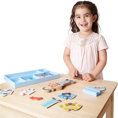 Vista 3 de Kit de juego de simulación muñeca magnética Julia para vestir, muñeca de madera (más de 25 piezas)