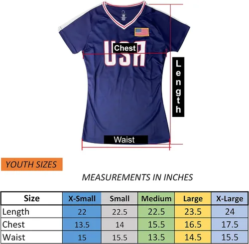 Vista 5 de Camisa de Estados Unidos para mujer, camiseta de jugador USWNT, azul, oficial de la Asociación del Equipo Nacional de Fútbol de Estados Unidos