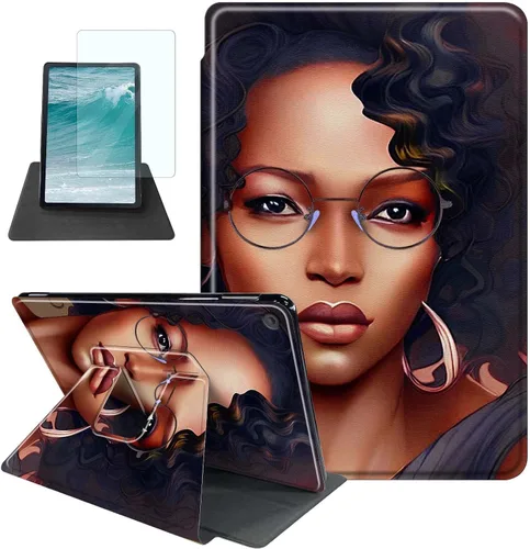 Vista 30 de Rossy Funda para tablet Kindle Fire HD 8 y Fire HD 8 Plus (12ª/10ª generación 2022/2020) + protector de pantalla giratorio de 360 grados, funda