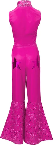 Vista 3 de SLDFMV 4 Pcs Margot Robbie Western Pink Cowgirl Outfit Costumes for WomenGirls Disco Hippie Costume for Halloween Cosplay
