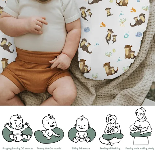 Vista 6 de Lindas fundas de almohada de lactancia para niños y niñas, nutrias marinas, peces, conchas, conchas, funda de almohada para lactancia materna