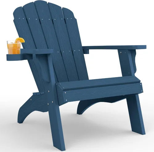 Vista 21 de YEFU Silla Adirondack de gran tamaño con soporte para tazas, silla para fogata de plástico para exteriores, resistente a la intemperie, silla
