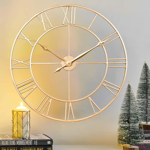 Vista 13 de CLXEAST Relojes de pared de 24 pulgadas para decoración de sala de estar, reloj de pared grande de metal negro que funciona con pilas Número arábigo