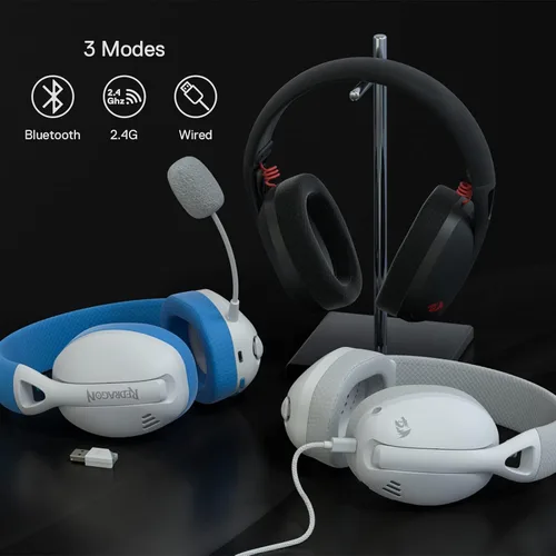 Vista 3 de Redragon H848 Auriculares inalámbricos Bluetooth para juegos, ligeros, sonido envolvente 7.1, controladores de 1.575in, micrófono desmontable