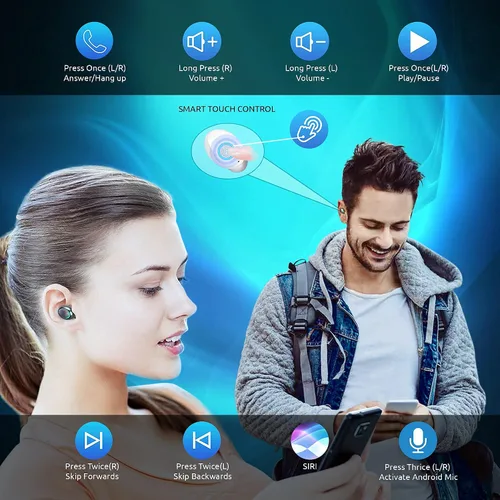 Vista 6 de Auriculares inalámbricos V5.1 PRO compatibles con Xiaomi Pad 5 IPX3 Bluetooth Touch impermeable/sudor/reducción de ruido con micrófono (blanco)
