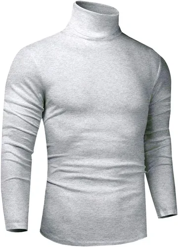 Vista 70 de Camiseta de manga larga para hombre, ajustada, ligera, con cuello de tortuga
