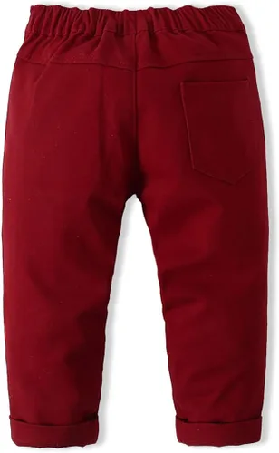 Vista 4 de Conjunto de chaleco de 3 piezas para bebé niño con camisa blanca, chaleco de celosía y pantalón