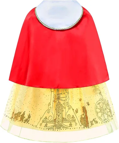 Vista 4 de MYRISAM Disfraz de princesa blanca como la nieve para niñas, Halloween, carnaval, cosplay, vestido de cumpleaños de Navidad (con accesorios de capa)