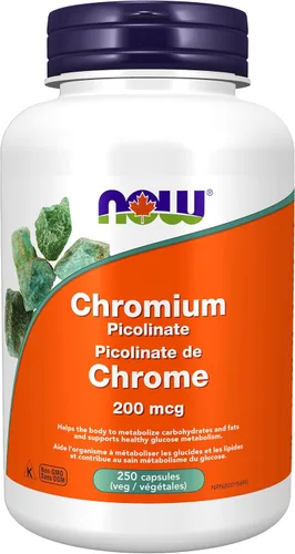 Vista 8 de Suplementos NOW, picolinato de cromo 200 mcg, cofactor de insulina*, 100 cápsulas vegetales