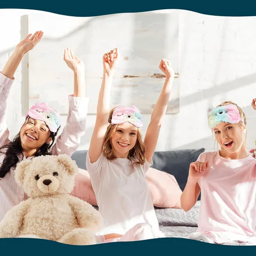 Vista 6 de SATINIOR Paquete de 6 máscaras de unicornio para dormir, diseño de arcoíris