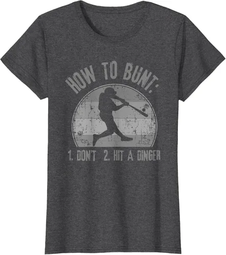 Vista 5 de Cómo Bunt Don't Hit A Dinger - Camiseta divertida de béisbol y sóftbol, Negro, S