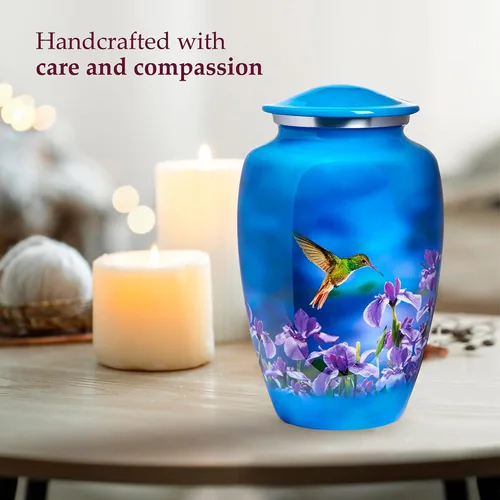 Vista 4 de Trupoint Memorials Urnas de Cremación para Cenizas Humanas de Adultos Mujeres, Urna Funeraria Decorativa para Hombres y Mujeres – Grande, Colibrí