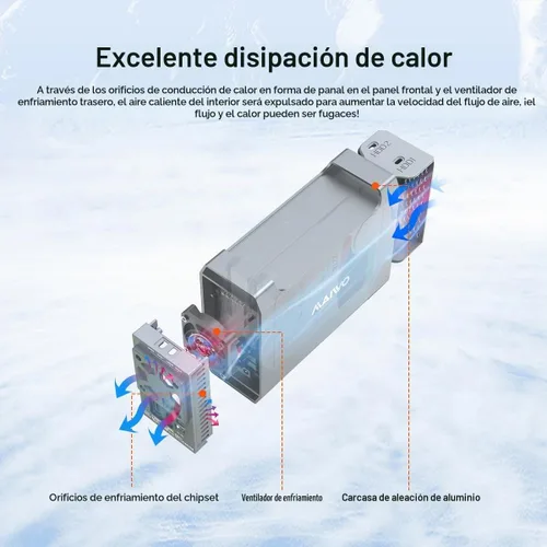 Vista 2 de MAIWO Caja RAID de doble bahía para disco duro SATA de 3.5" con ventilador de refrigeración, carcasa SATA USB 3.1 tipo C con 4 modos de incursión