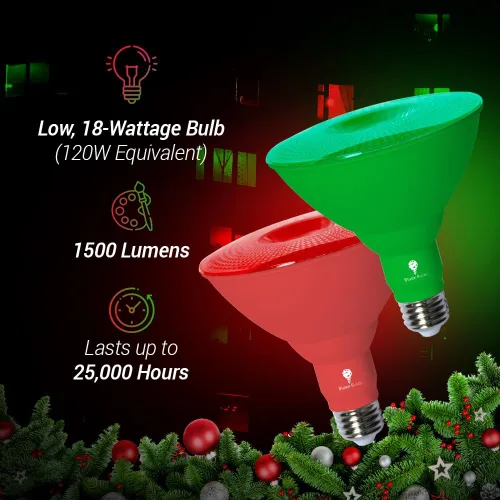 Vista 2 de Bluex Bulbs Paquete de 2 bombillas de luz LED BlueX Par38 de inundación color rojo - 18W (equivalente a 120 vatios) - Clasificación de humedad