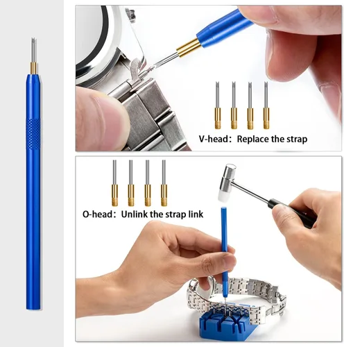 Vista 4 de Eventronic Kit de herramientas de extracción de eslabones de reloj, kit de herramientas de correa de reloj, juego de herramientas de barra
