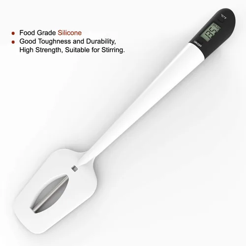 Vista 2 de Efeng Termómetro digital de caramelos, espátula, termómetro de carne con clip para olla y sonda de 9 pulgadas, termómetro digital de lectura Blanco
