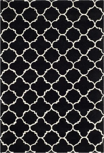 Vista 31 de SAFAVIEH Chatham Collection - Alfombra decorativa de 2 x 3 pies, color negro y marfil, lana cuadriculada enrejada hecha a mano, ideal para zonas