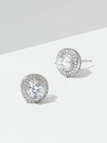 Vista 6 de Tienda Essentials Cubic Zirconia Classic Halo Stud Earrings in Sterling Silver