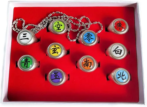 Vista 2 de Anime Rings Set Adjustable with Necklace Jewelry Cosplay Stuff Props Accessories