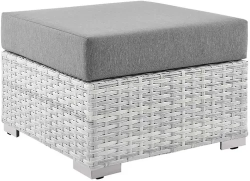 Vista 35 de Modway Convene - Otomana rectangular de mimbre para patio al aire libre, color gris claro