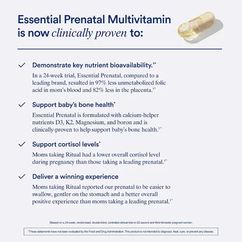 Vista 4 de Ritual Multivitamínico Prenatal Esencial para Mujeres: Folato y Colina para Soporte del Tubo Neural, Omega-3 DHA para el Desarrollo del Cerebro