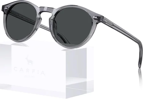 Vista 37 de CARFIA Gafas de sol redondas de acetato para hombre, polarizadas, protección UV, gafas de sol clásicas retro CA5289L