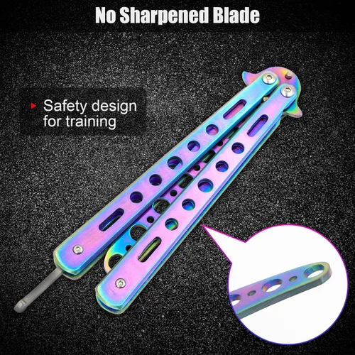 Vista 3 de MORDEN MS Herramienta de entrenamiento de dedos de práctica, herramienta Balisong plegable de metal de acero con pestillo para entrenar y practicar
