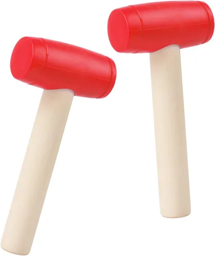 Vista 7 de Martillo de juguete de simulación de martillos de madera, martillo pequeño de plástico para niños pequeños, herramientas de mantenimiento portátiles