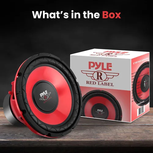 Vista 4 de Pyle Subwoofer de audio para automóvil de 10 pulgadas, potencia máxima de 600 W, woofer de bobina de voz única de 4 ohmios, cono galvanizado rojo